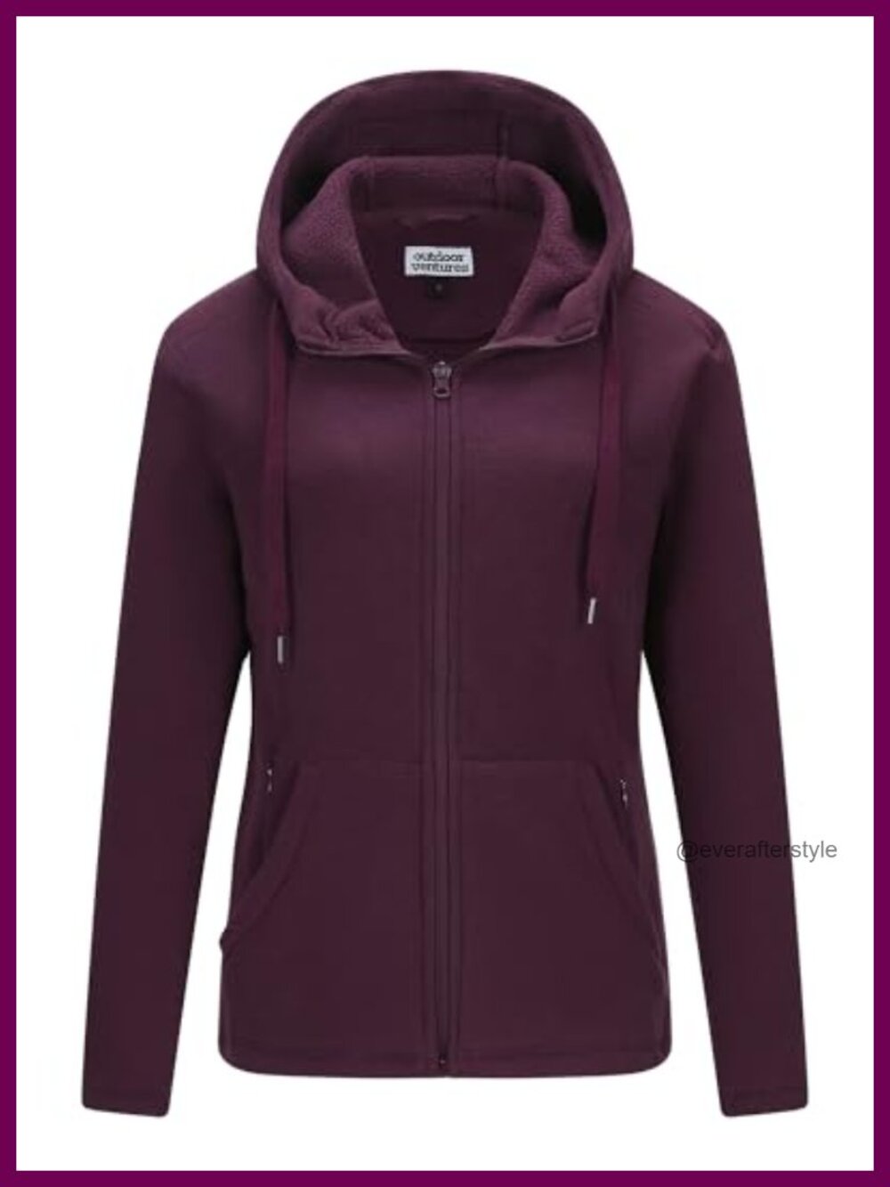 Women's Hooded Polar Fleece Jacket Zip Up 6 Pockets